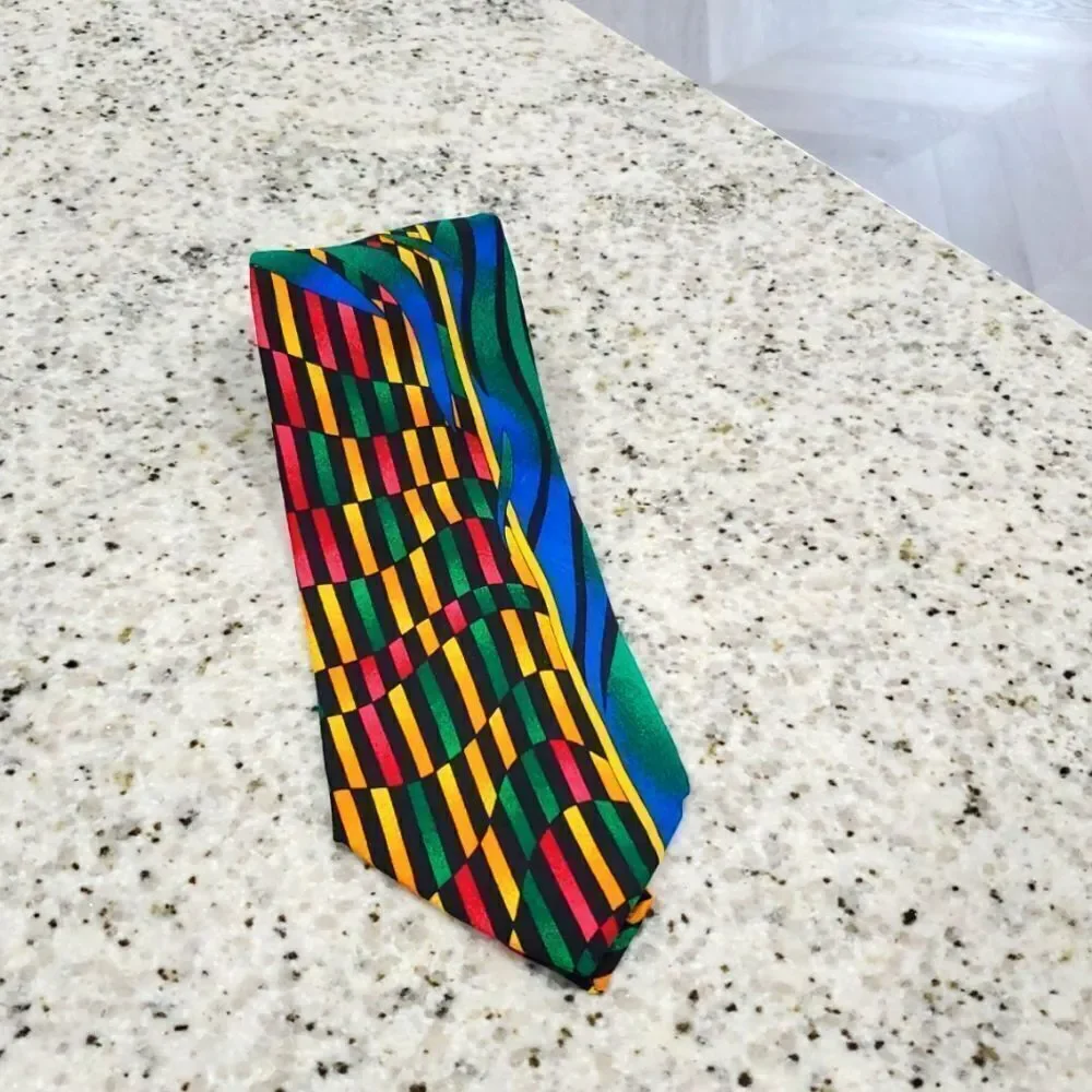 Rush Limbaugh Vintage 90’s Geometric Wave Colorful Silk Tie